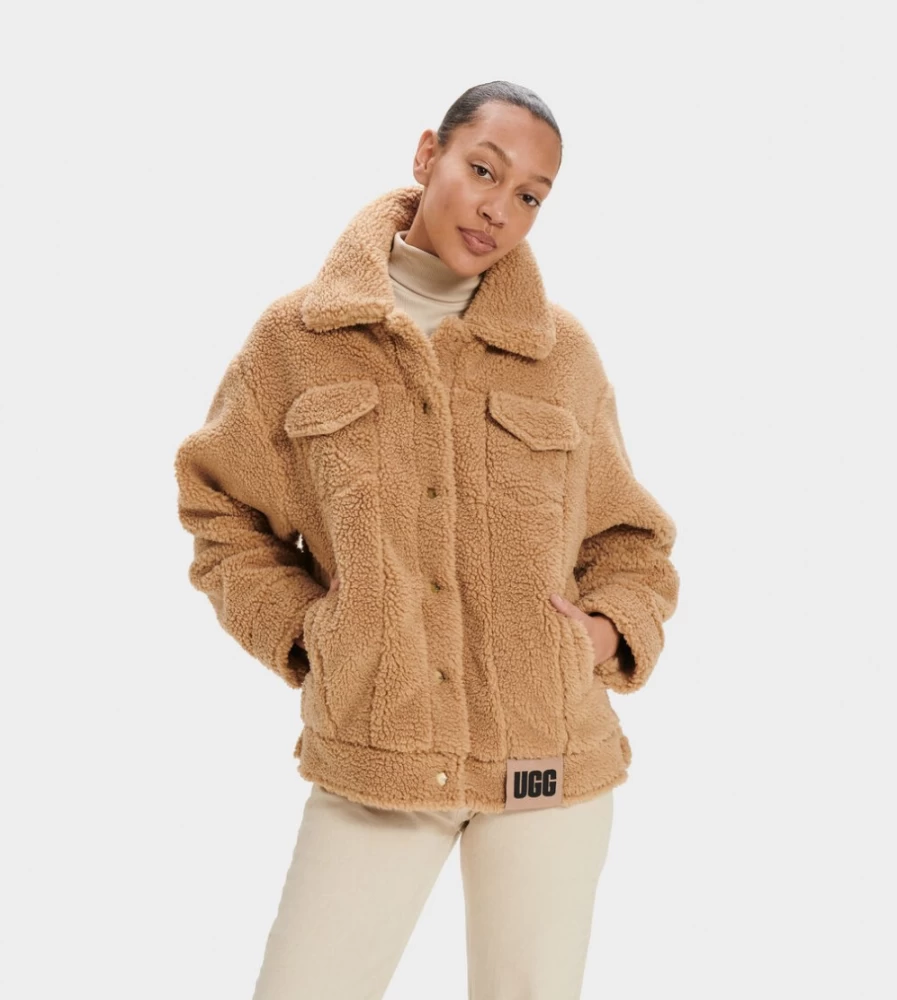 UGG Women's Camel Sherpa-Lined Denim Trucker Jacket – Frankie Style