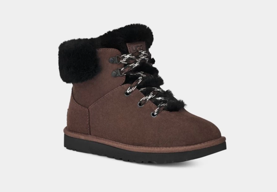 UGG Women's Classic Mini Alpine Lace Boots in Burnt Cedar - Timeless Comfort & Style