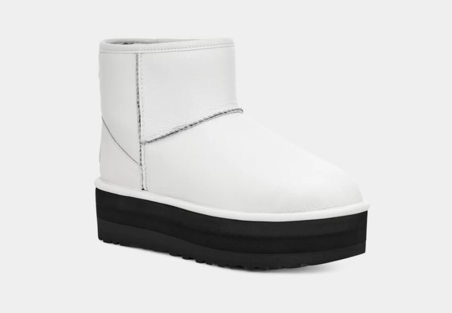 UGG Women's Ultra Matte White Classic Mini Platform Boots