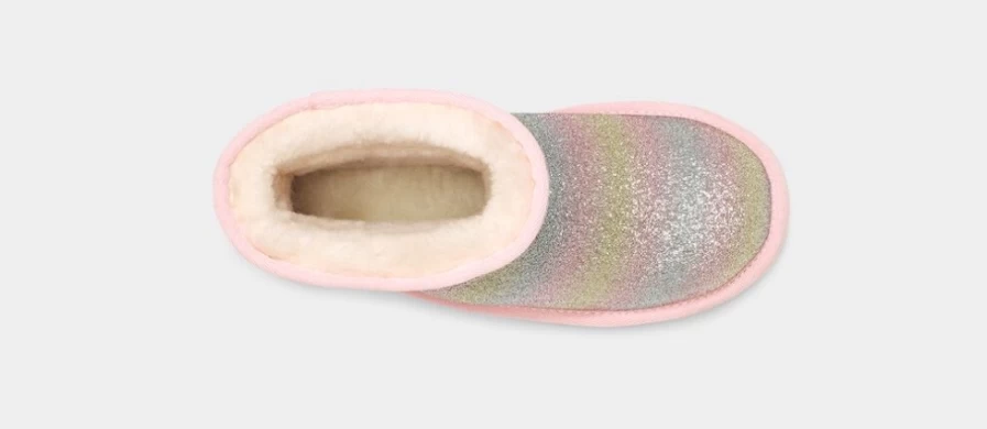 UGG Kids Classic II Glitter Boots Metallic Rainbow - Sparkly Winter Shoes for Children