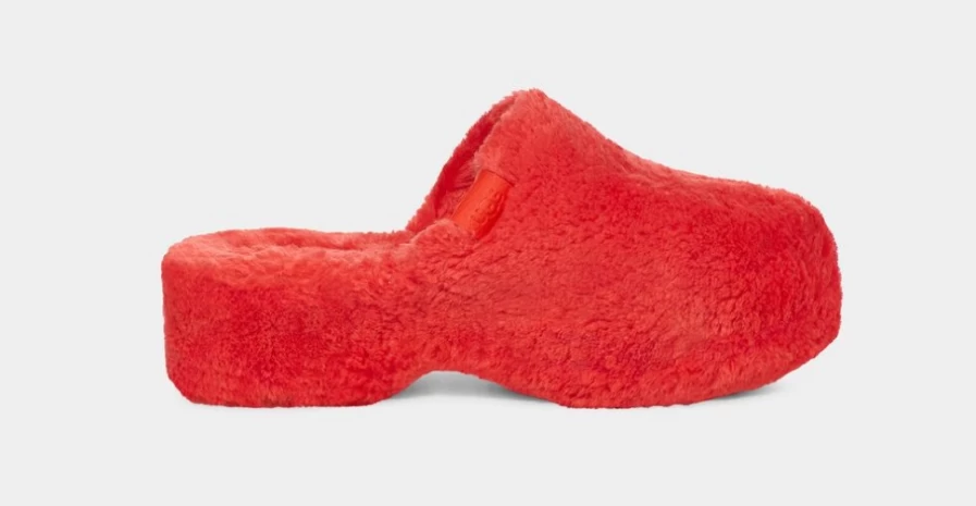UGG Women's Red Current Fuzz Sugar Clog Shoes