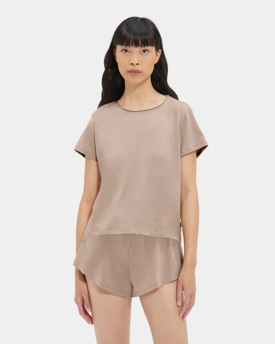 UGG Women's Light Tan Perline Tee - Soft Comfortable Short Sleeve T-Shirt
