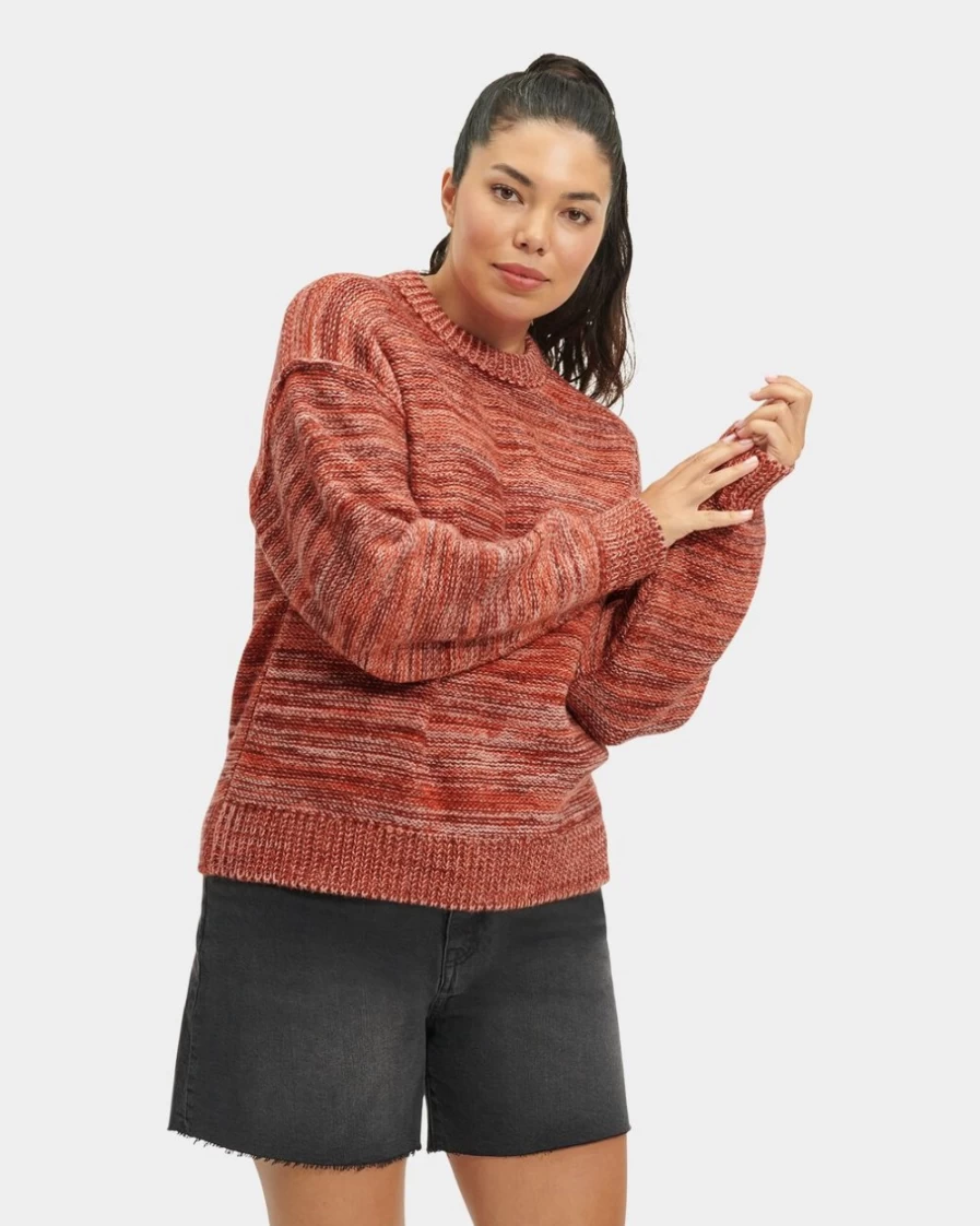 UGG Women's Avianna Crewneck Sweater in Salmon Pink Multi Color