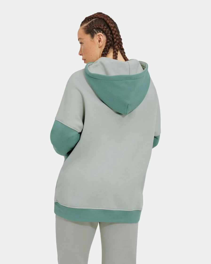 UGG Women's Simone Hoodie Two Tone - Aloe Vera & Sidewalk Pullover Sweatshirt