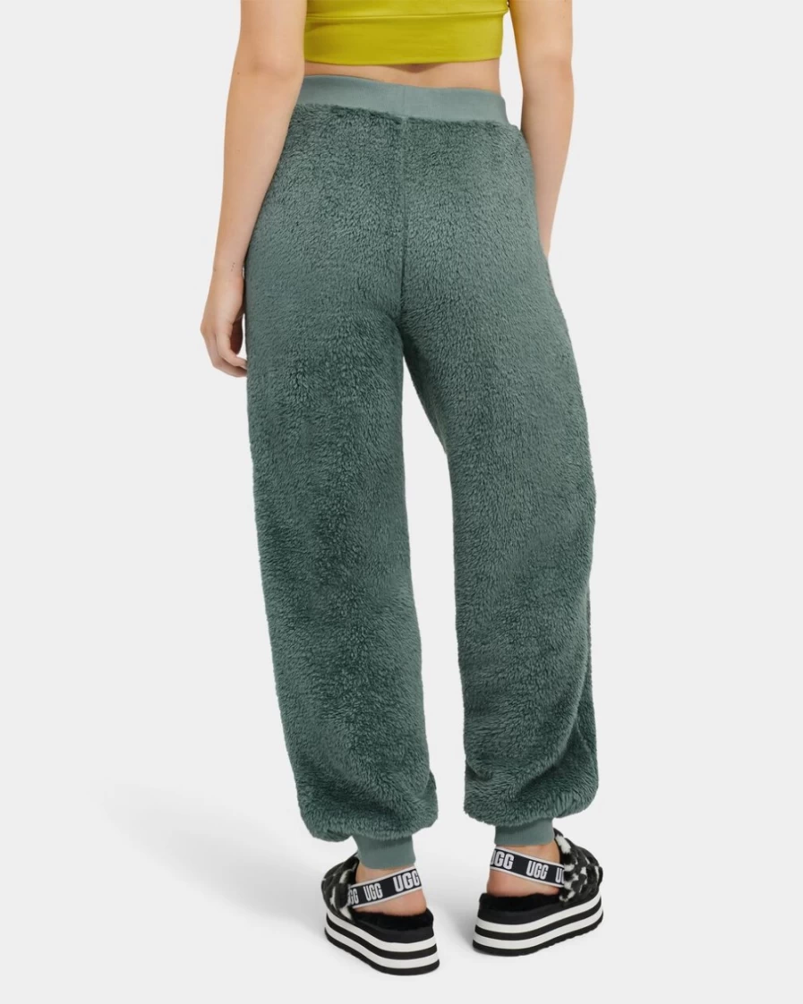 UGG Women's Orrin Sherpa Jogger Pants in Aloe Vera & Midnight Blue