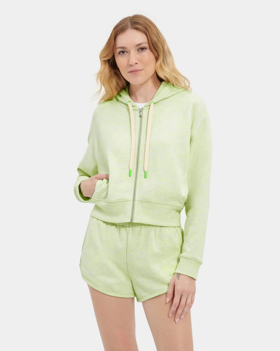 UGG Women's Camari Hoodie in Green Neon Melange - Soft Pullover Sweatshirt